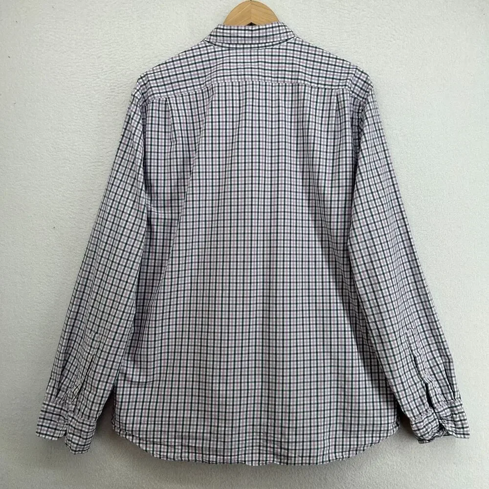 J.CREW Shirt Mens XL Flex Washed Classic Gingham Check Button Down Cotton Purple